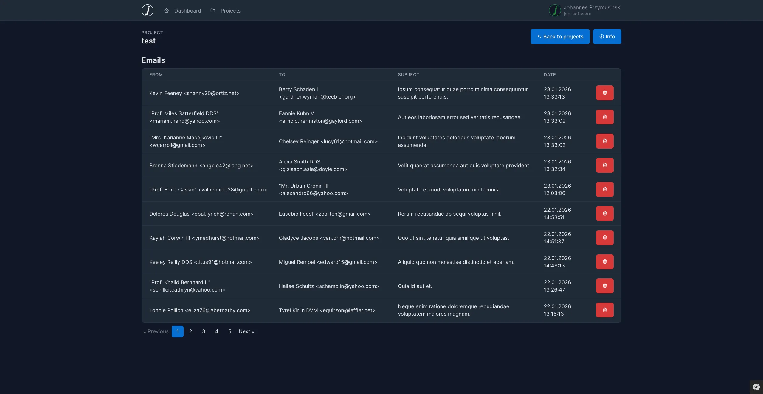 Email in Mailcatcher, showing a preview of the HTML content with inline images.