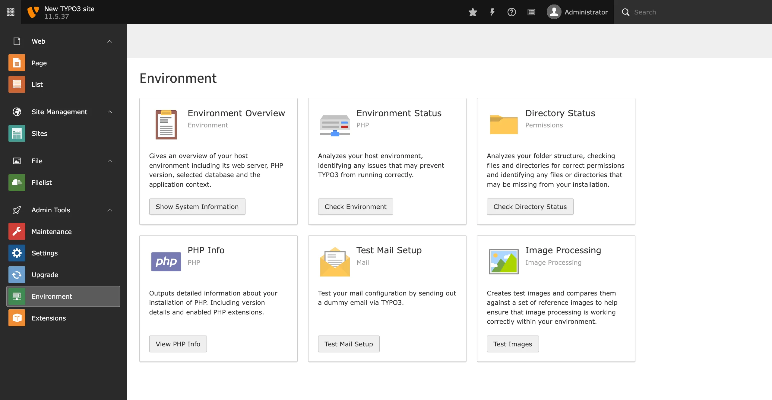 Dashboard showing four cards with the described metrics.